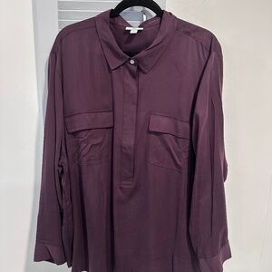 J. Jill Plum Modal Popover Blouse Size 4X NWOT